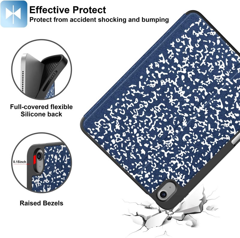 Supveco Case for iPad (A16) 11th Generation 11 inch (2025),iPad 10th Generation 10.9 inch (2022) with Pencil Holder-[Auto Wake/Sleep],Premium Folio Stand Case with Soft TPU Back Cover-Navy - Image 5